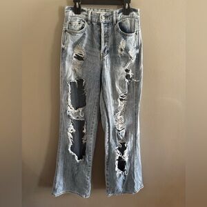 PacSun Light Blue Distressed baggy wide leg Women Jeans